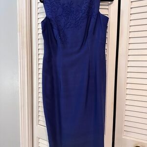 Dana Buchman Royal Blue Embroidered Midi Dress
